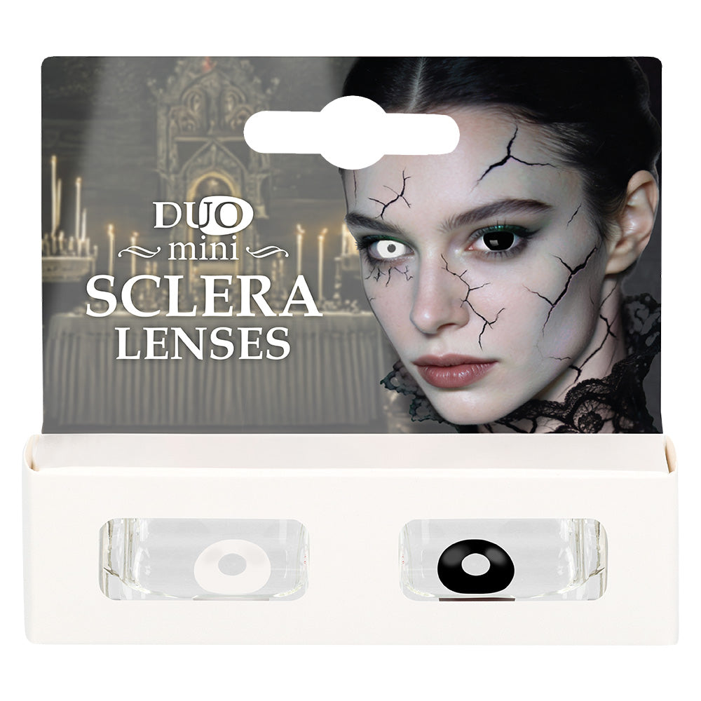 Lentilles de Contact Sclera Blanches et Noires - Duo Mini