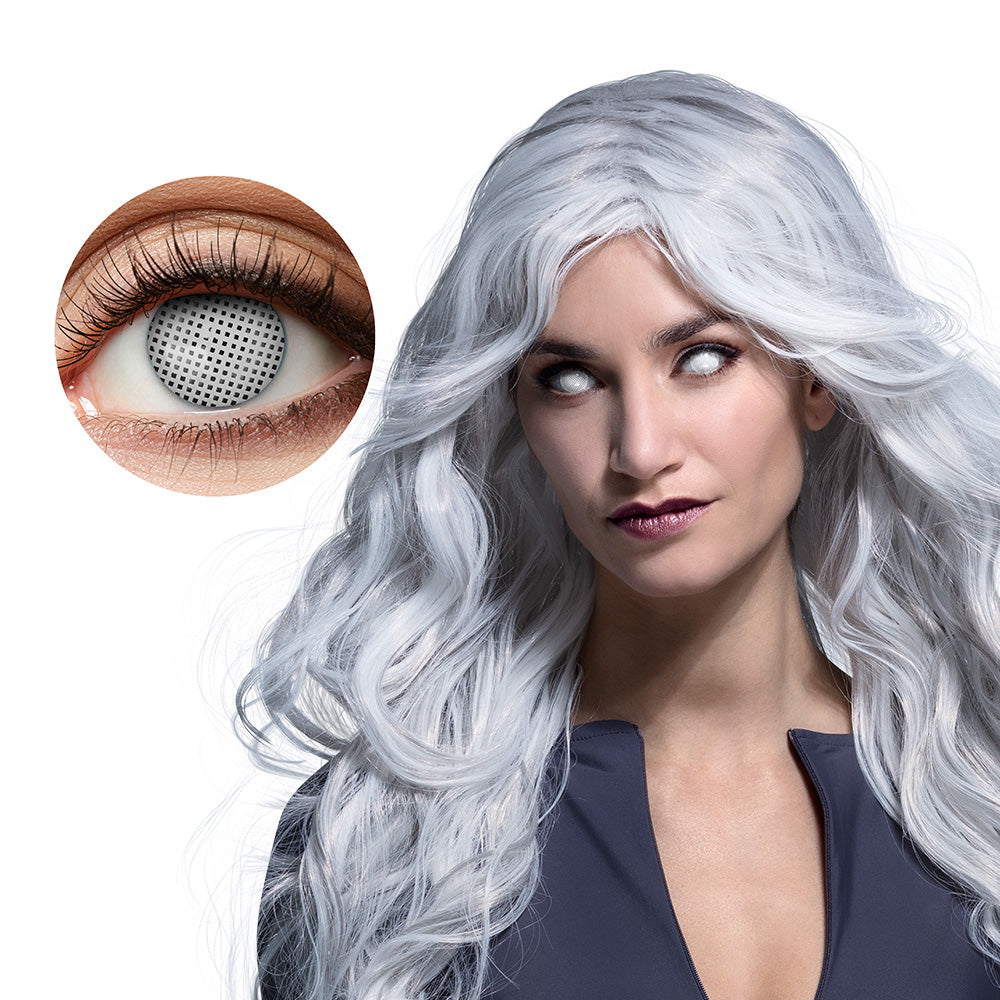 Lentilles de Contact Blanches Grille - Effet Supernatural