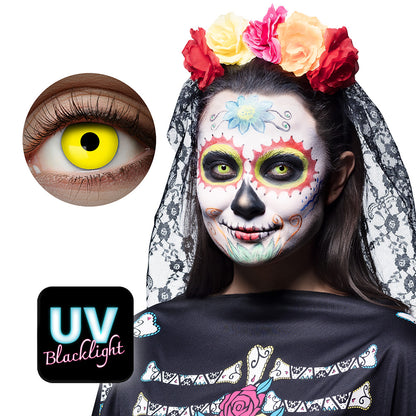 Lentilles de Contact UV Flash Jaune Fluo - Effet Blacklight