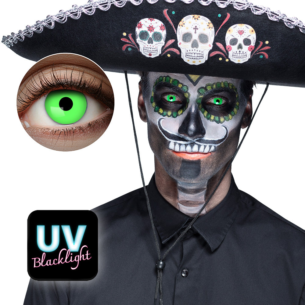 Lentilles de Contact UV Vert Flash Fluo - Déguisement Halloween