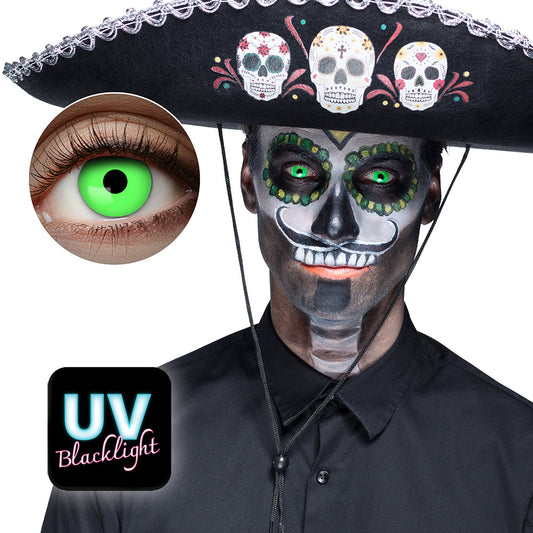 Lentilles de Contact UV Vert Flash Fluo - Déguisement Halloween