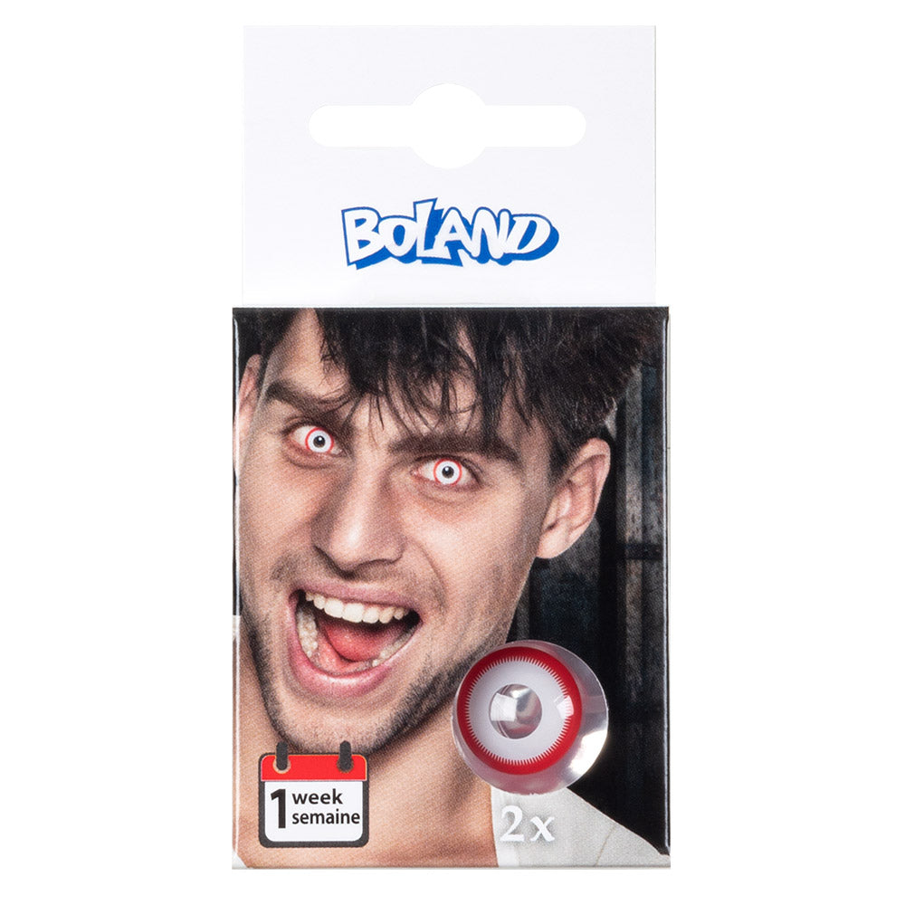 Lentilles de Contact Vampire Rouge et Blanc - Accessoire Halloween