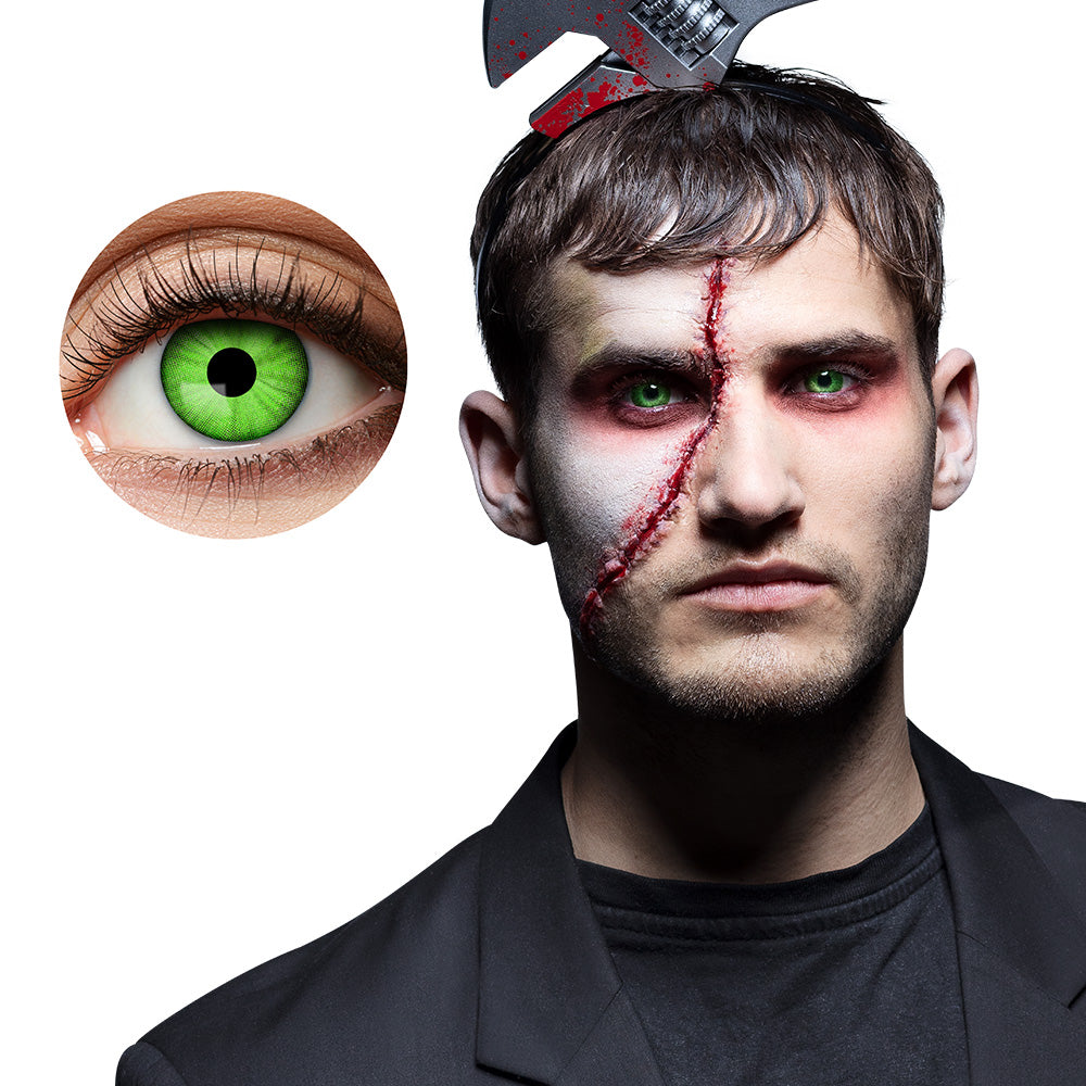 Lentilles de Contact Verts Fluo Zombie - 1 Semaine