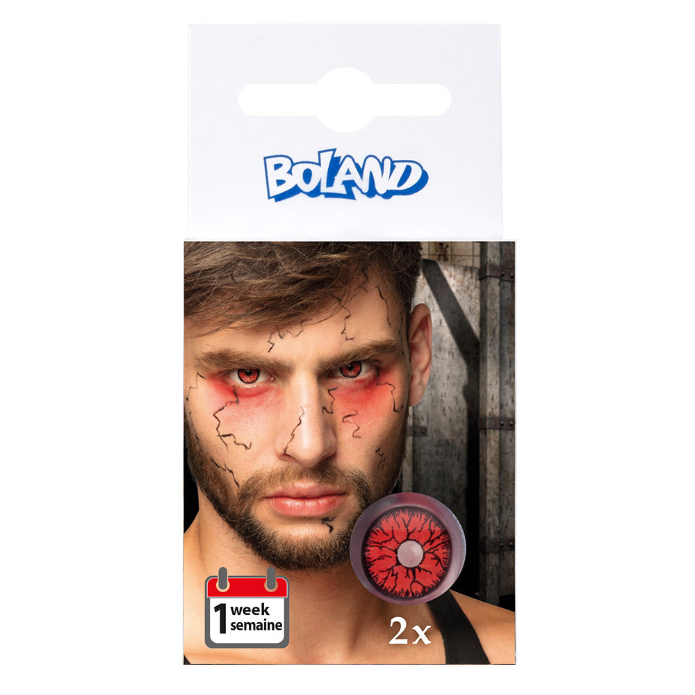 Lentilles de Contact Rouges Demon - Accessoire Halloween Effrayant