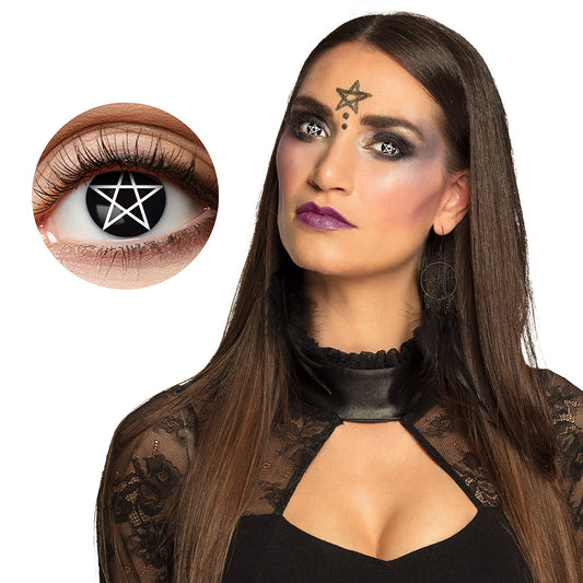 Lentilles de Costume Pentagramme Noires - Effet Sorcière