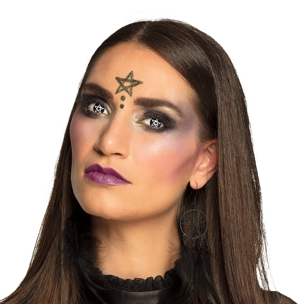 Lentilles de Costume Pentagramme Noires - Effet Sorcière
