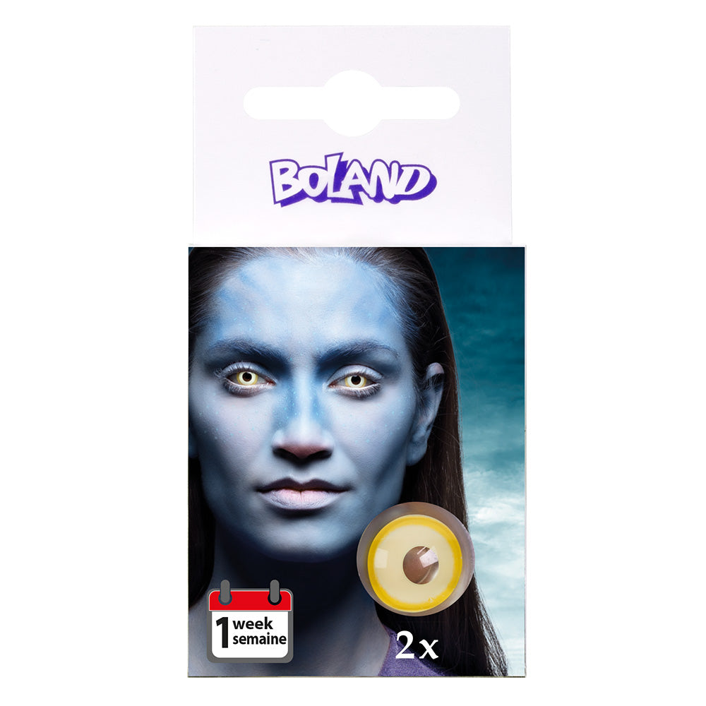 Lentilles de Contact Jaunes Fantasy - Effet Alien Bleu 1 Semaine