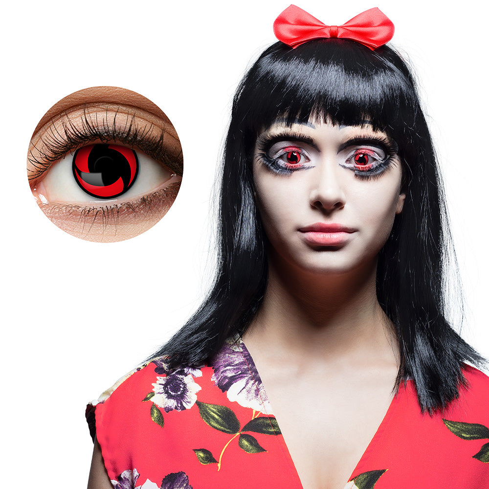 Lentilles de Contact Rouges Spirale - Déguisement Anime
