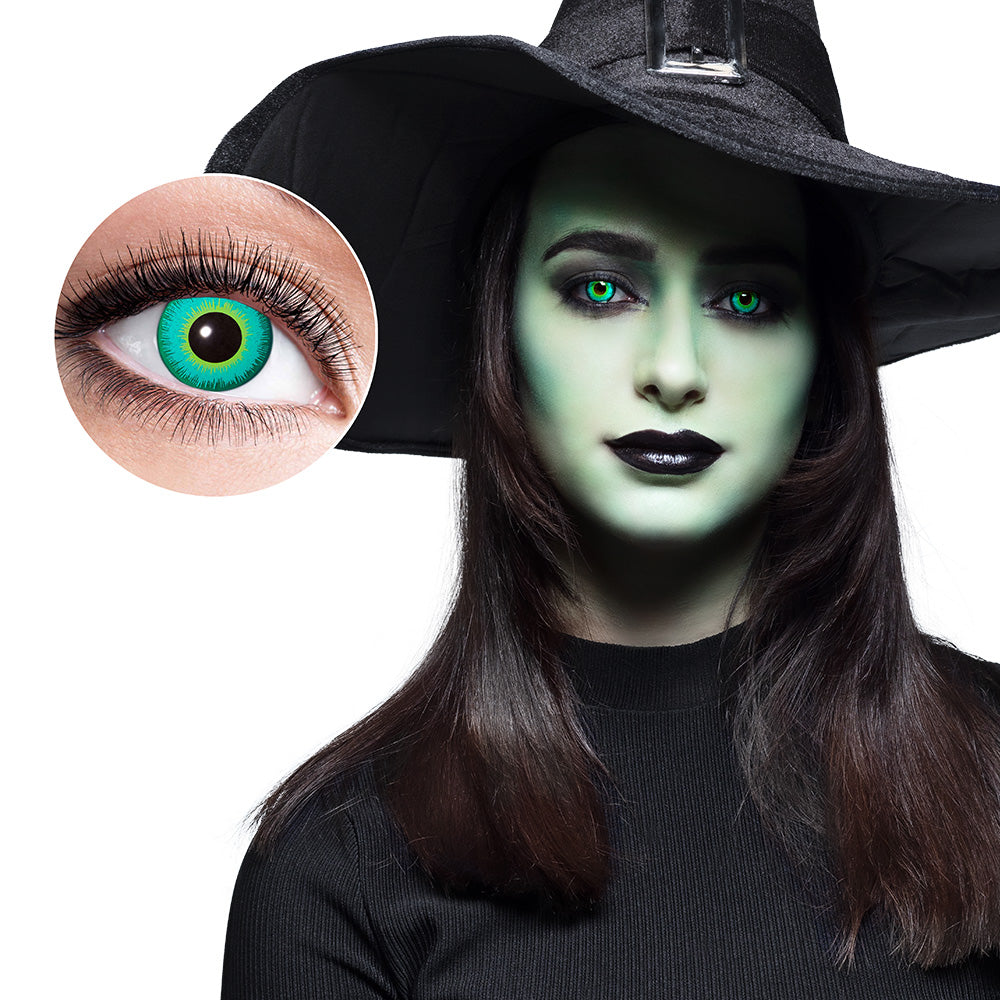 Lentilles de Contact Vertes Turquoise - Yeux Sorcière Halloween 1 Semaine