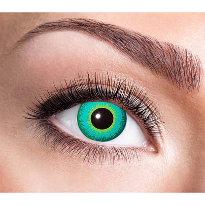 Lentilles de Contact Vertes Turquoise - Yeux Sorcière Halloween 1 Semaine