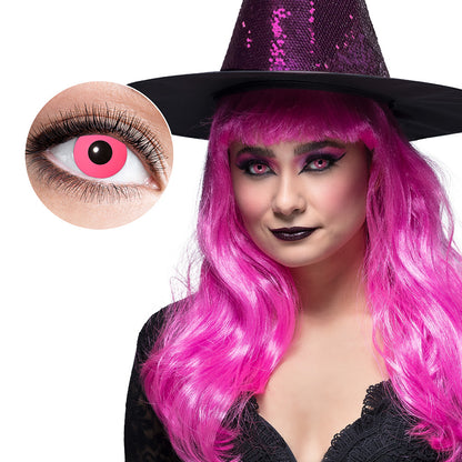 Lentilles de Contact Rose Fluo Sorcière + Chapeau Paillettes