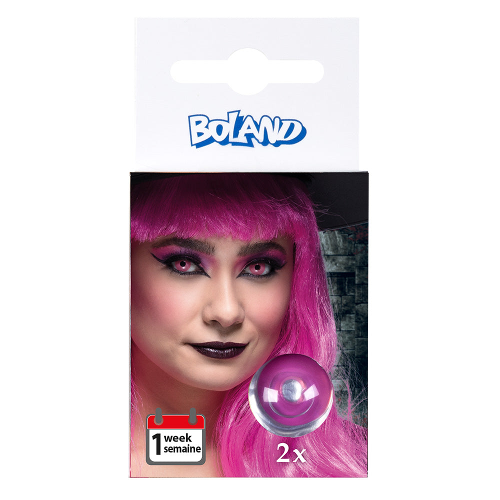 Lentilles de Contact Rose Fluo Sorcière + Chapeau Paillettes