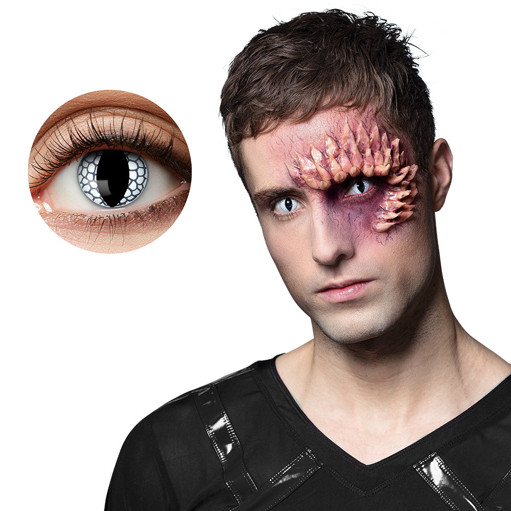 Lentilles de Contact Reptile - Effet Serpent Blanc et Noir