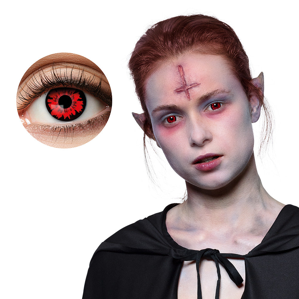 Lentilles de Contact Rouges Démon - Effet Vampire Intense