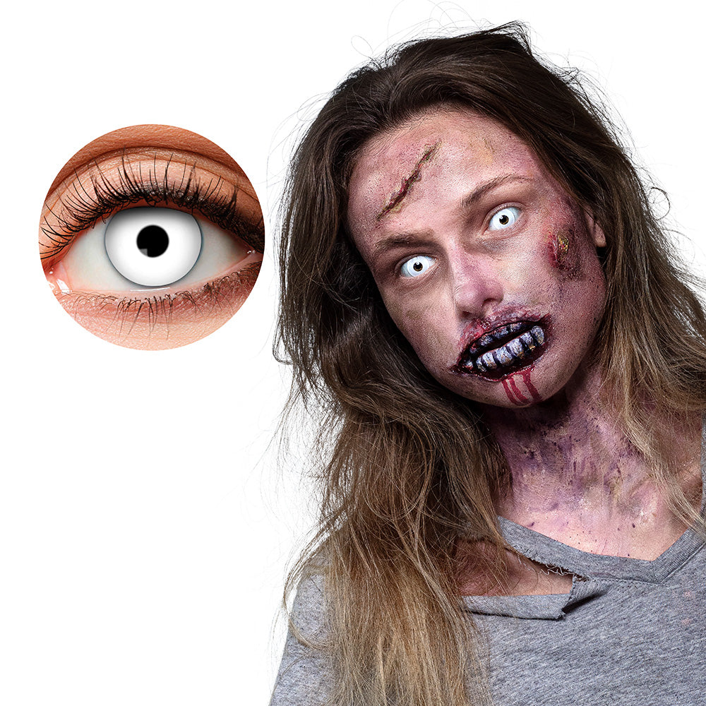 Lentilles Blanches Zombie Apocalypse - Déguisement Horreur