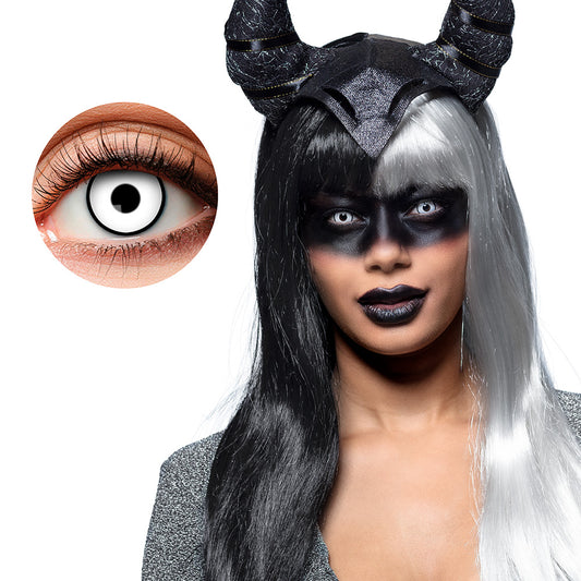 Ensemble Malefique Cornes Noires et Lentilles Blanches Halloween