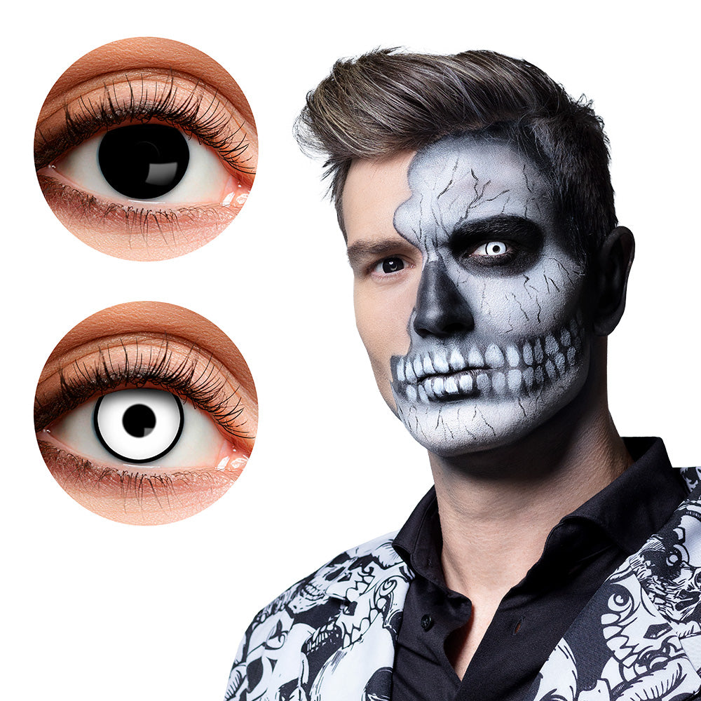Lentilles de Contact Noires Sclera Halloween - Costume Zombie