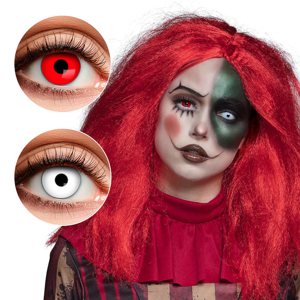 Lentilles de Contact Rouges et Blanches - Déguisement Halloween