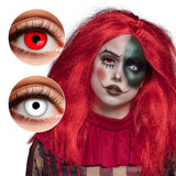 Lentilles de Contact Rouges et Blanches - Déguisement Halloween