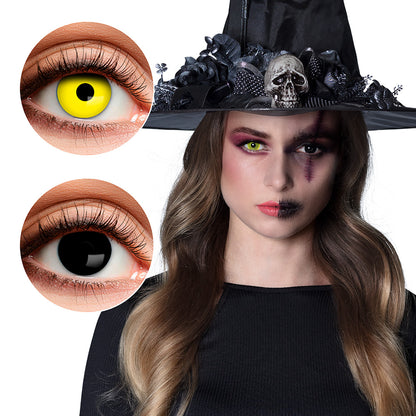 Lentilles de Contact Duo Jaune & Noir Halloween - Effet Sorcière