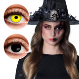 Lentilles de Contact Duo Jaune & Noir Halloween - Effet Sorcière