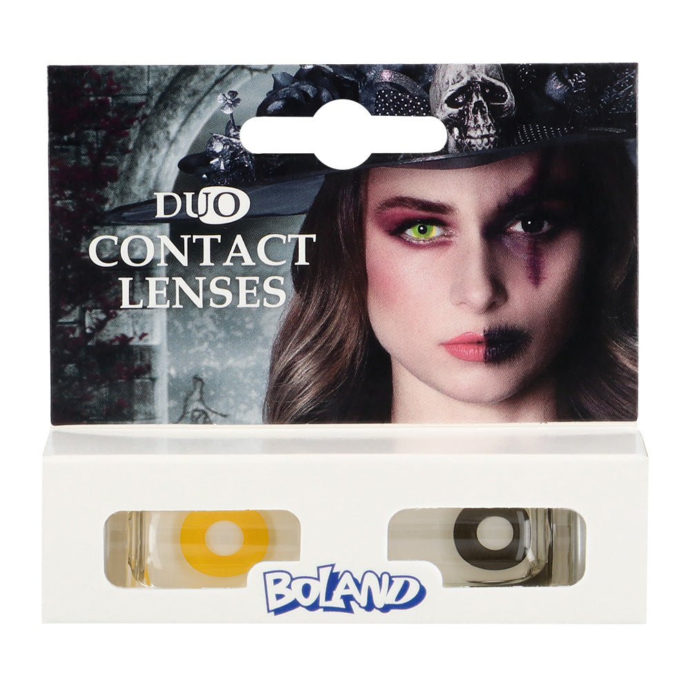 Lentilles de Contact Duo Jaune & Noir Halloween - Effet Sorcière
