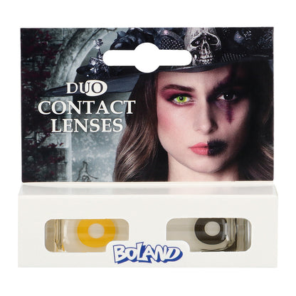 Lentilles de Contact Duo Jaune & Noir Halloween - Effet Sorcière