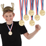 Set de 6 Médailles Winner Dorées avec Couronnes - Accessoire Fête