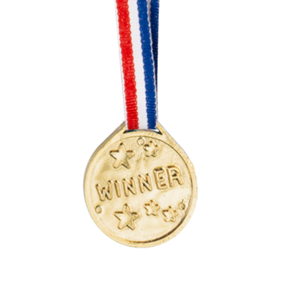 Set de 6 Médailles Winner Dorées avec Couronnes - Accessoire Fête