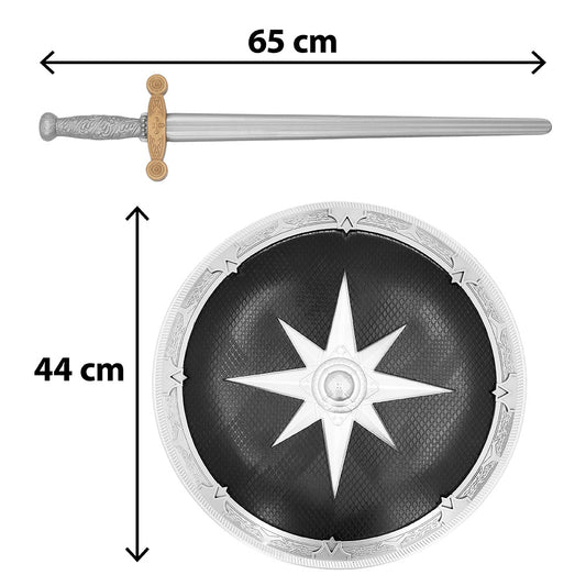 Épée et Bouclier Chevalier Médiéval 65cm - Accessoires Guerrier