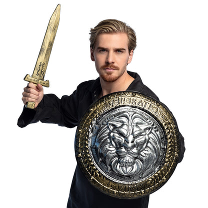 Set Guerrier Médiéval - Bouclier Lion & Épée Dorés