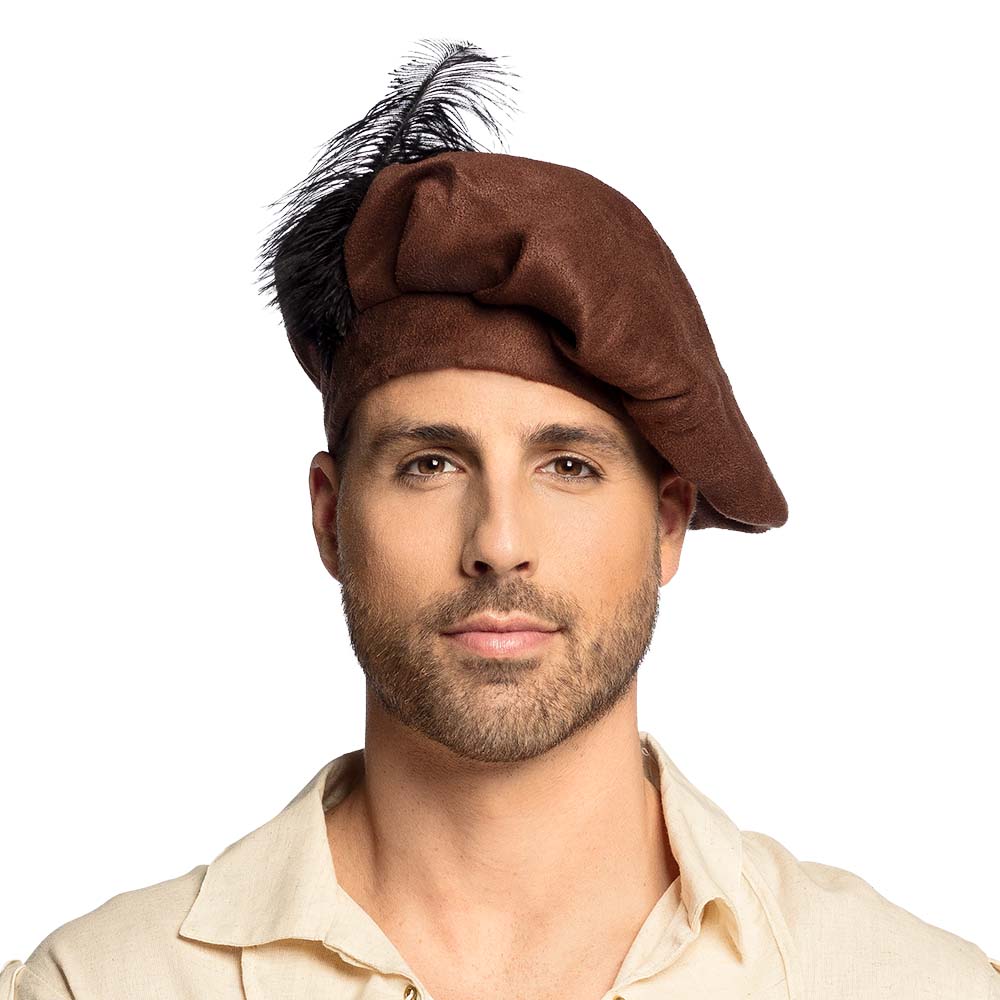 Chapeau Tricorne Marron avec Plume - Déguisement Pirate
