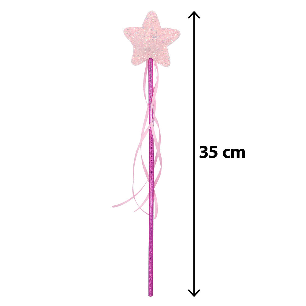 Baguette Magique Étoile Rose Paillettes 35 cm - Accessoire Fée
