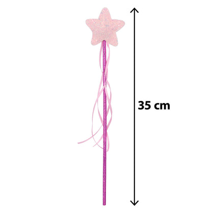 Baguette Magique Étoile Rose Paillettes 35 cm - Accessoire Fée