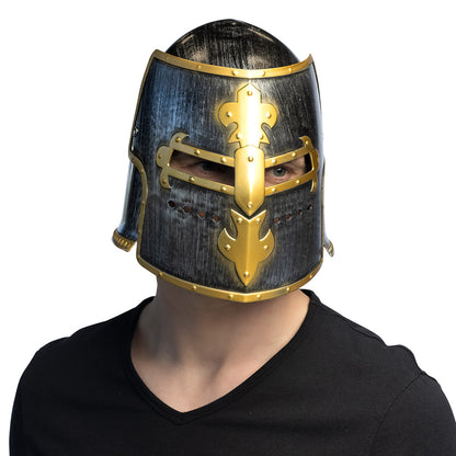 Casque Chevalier Médiéval Noir et Or - Déguisement Adulte