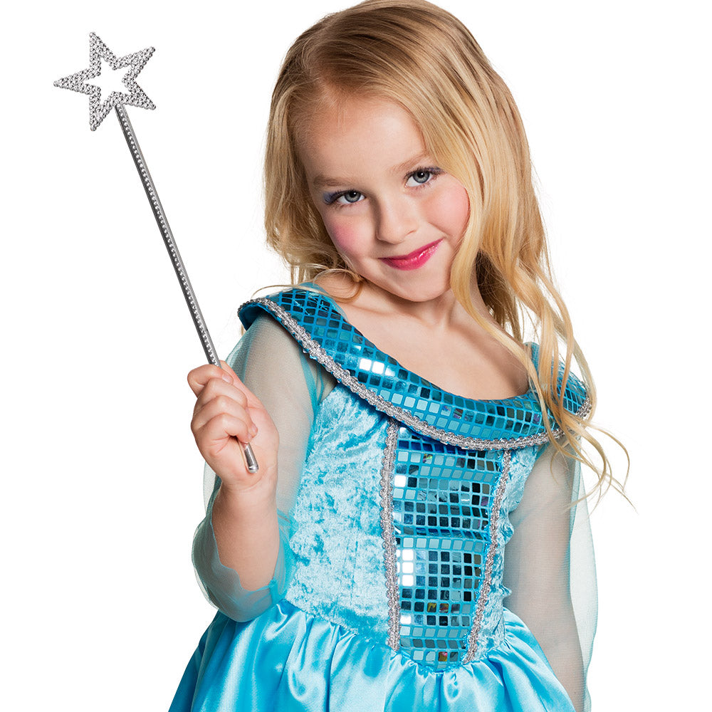 Déguisement Princesse Bleue Enfant avec Baguette Magique