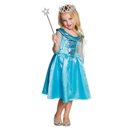 Déguisement Princesse Bleue Enfant avec Baguette Magique