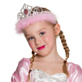 Tiara Princesse Rose Luxe avec Plumes - Déguisement Enfant