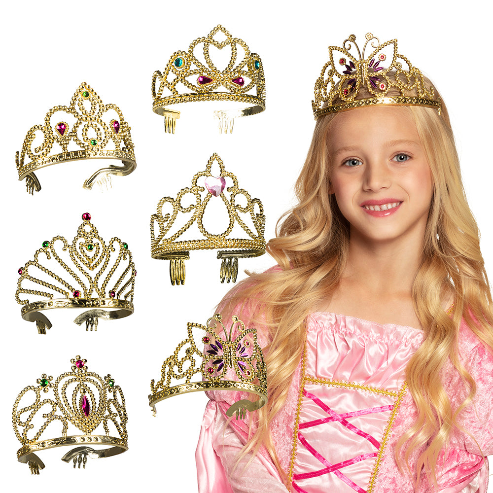 Couronnes de Princesse Dorées - 6 Modèles Assortis pour Enfants