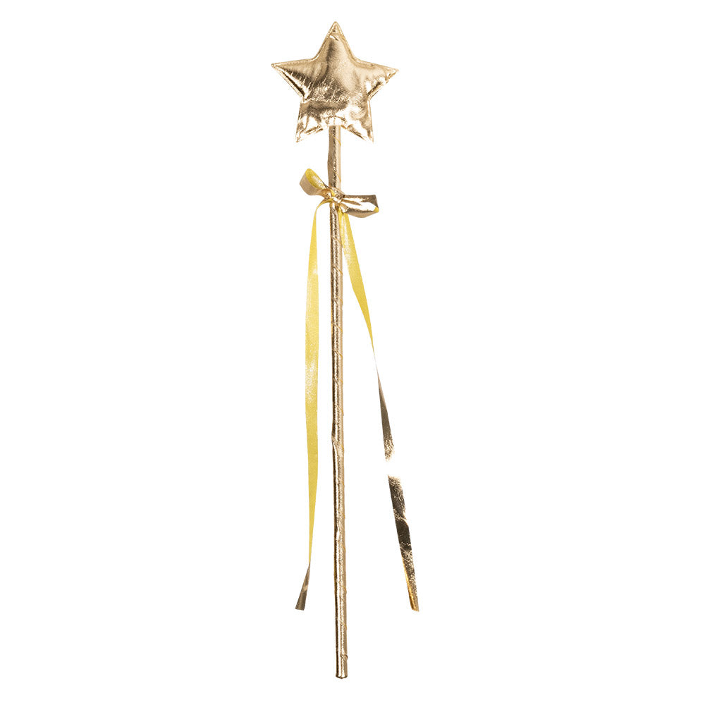 Baguette Magique Étoile Dorée avec Ruban - Accessoire Princesse