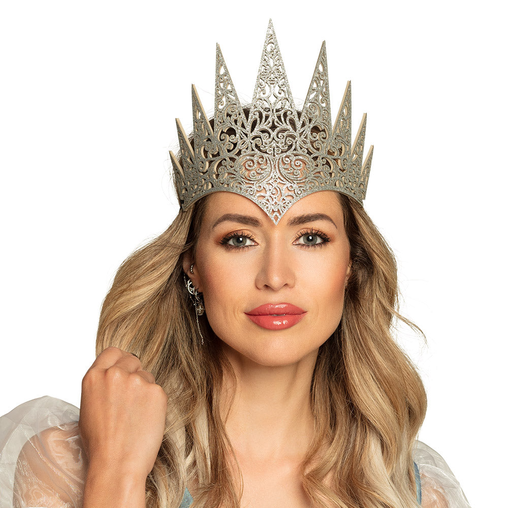 Couronne Royale Ornementale Argentée - Diadème de Reine Élégant