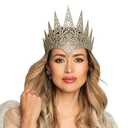 Couronne Royale Ornementale Argentée - Diadème de Reine Élégant