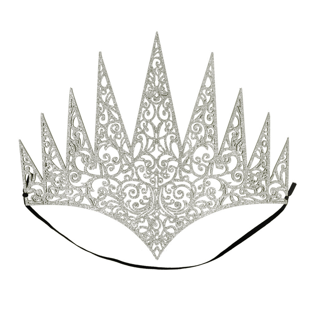 Couronne Royale Ornementale Argentée - Diadème de Reine Élégant