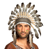 Coiffe Indienne Authentique - Plumes Naturelles et Ornements Perlés