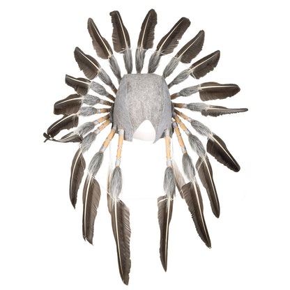 Coiffe Indienne Authentique - Plumes Naturelles et Ornements Perlés