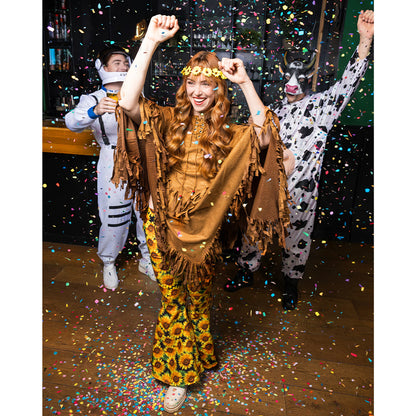 Poncho Frangé Hippie Marron - Déguisement Années 70