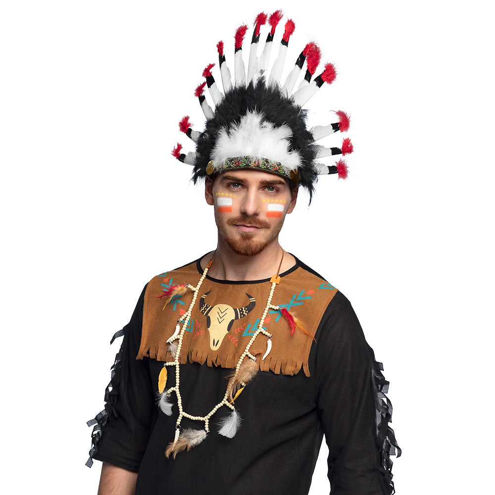 Collier Indien avec Plumes Multicolores - Accessoire Déguisement