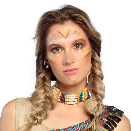 Collier Indien Perles Bois Colorées - Accessoire Déguisement Amérindien
