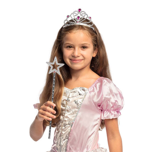 Tiare Princesse Strass avec Baguette Magique - Costume Enfant
