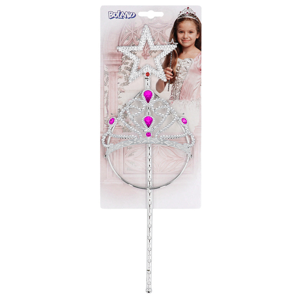 Tiare Princesse Strass avec Baguette Magique - Costume Enfant